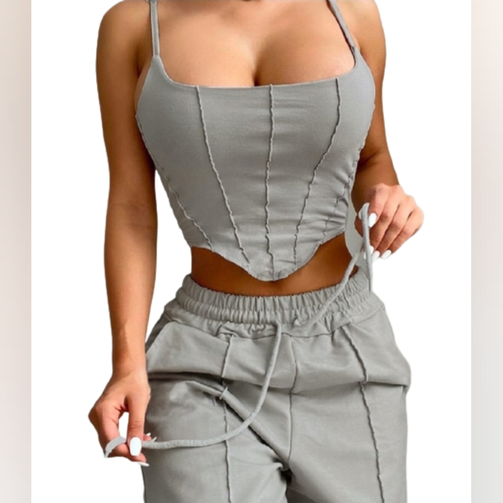 ChicMe Set Corset Vibe Top Drawstring Sweatpant Women's